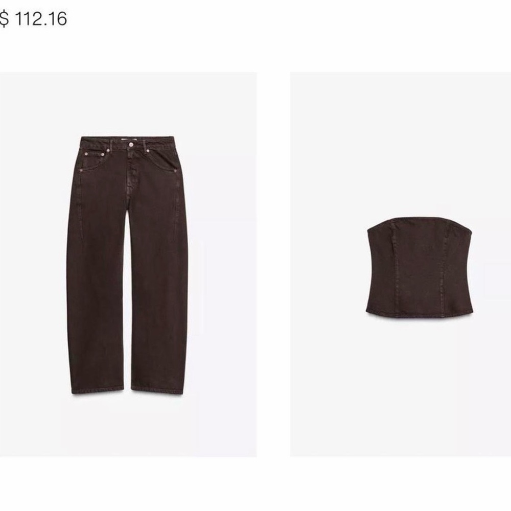 Zara Dark Brown Straight Leg Jeans size 28  the corset top size large
